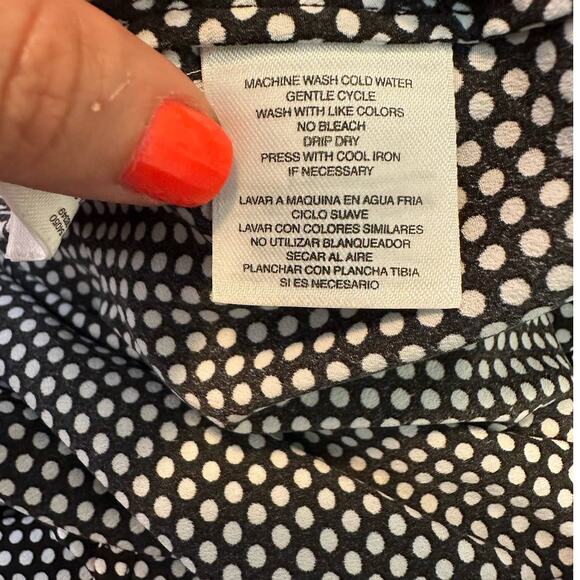 Jones New York black white polka dots buttoned shirt size M - Picture 5 of 9